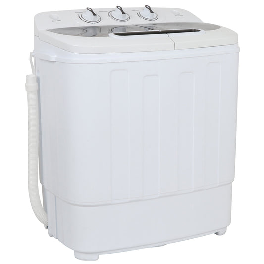 ZENSTYLE Twin Tub Portable Compact Wash Machine Spin Dry Cycle 13lbs Semi-Automatic Home Mini Washer, White
