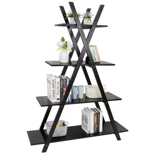 ZENY A Frame Bookshelf Storage 4 Tiers Wood Decoration Bookcases