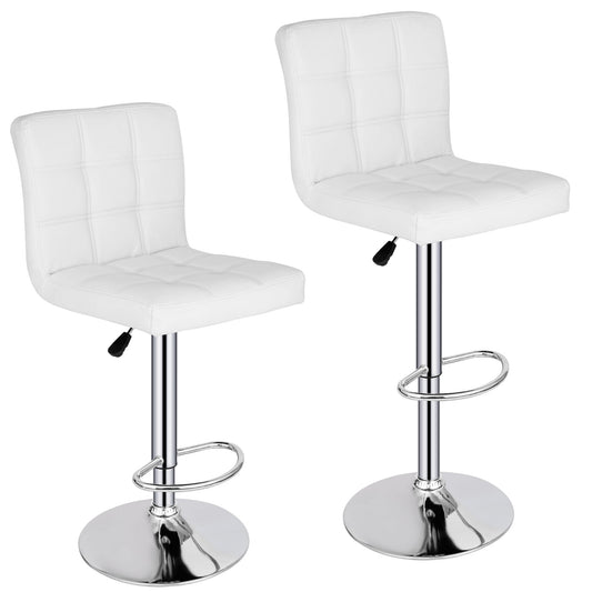 ZENY Set of Four Home Height Adjustable Armless Spa Bar Stools 360-Degree Swivel, White